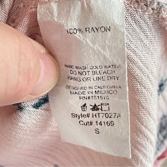 HAPTICS Pink Floral Double Ruffle Flutter Sleeve Blouse, Small - Picture 7 of 8